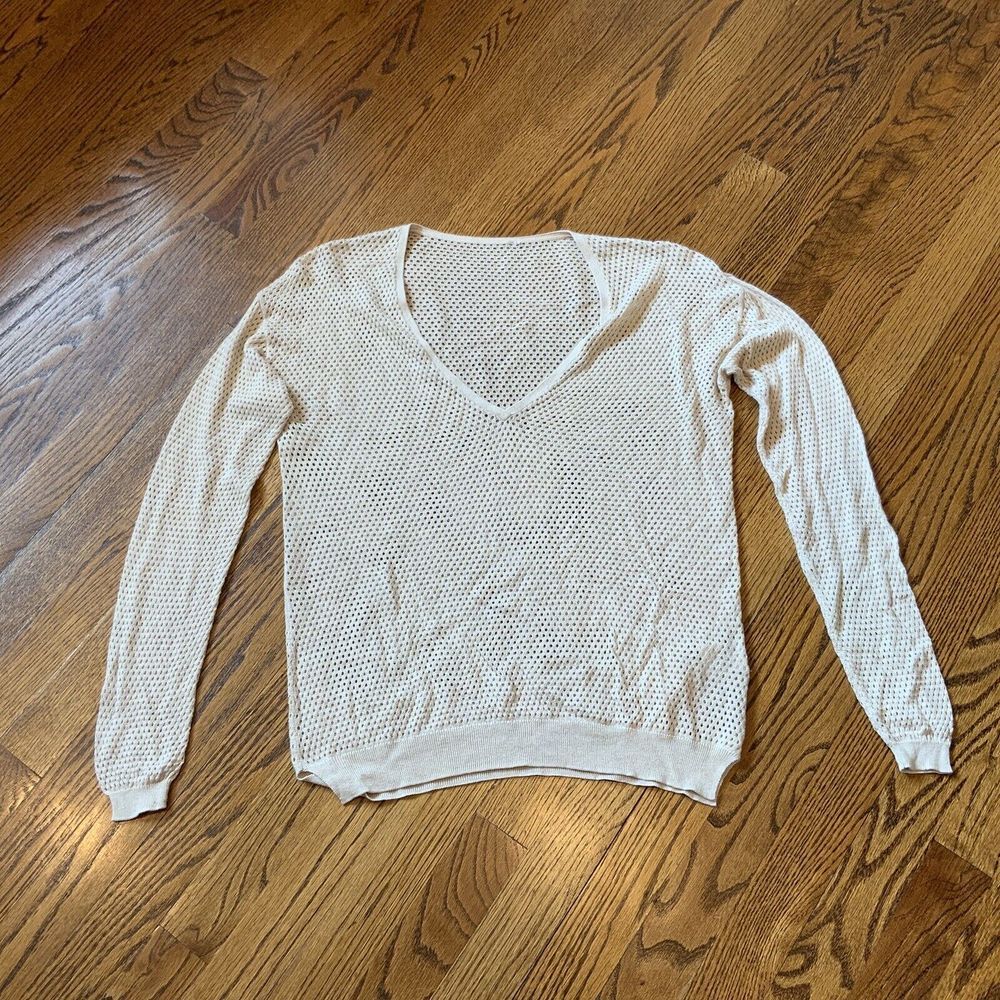 Women's Open Mesh Knit Top Sz S Silk Cashmere Luxury Festival Boho Hippie EUC